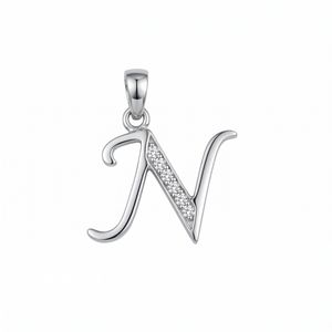 آویز گردنبند نقره زنانه مدل 2585s0132 طرح حرف n