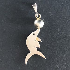 آویز گردنبند نقره زنانه مدل دلفين و توپ كد a1002