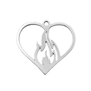 آویز گردنبند نقره مدل km 010 طرح شعله قلب