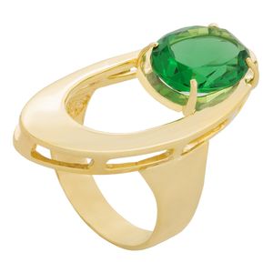انگشتر طلا 18 عیار زنانه کیا گالری مدل دو بیضی تک سنگ کد ar047