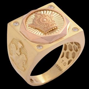 انگشتر طلا 18 عیار مردانه طلای مستجابی مدل تاج کد tg790