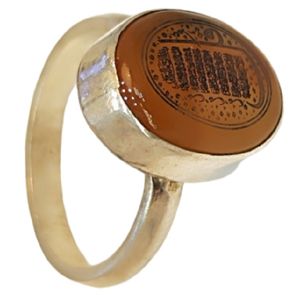انگشتر نقره زنانه مدل سنگ عقیق یمانی خطی با حرز امام جواد علیه السلام کد 5200