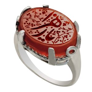 انگشتر نقره عقیق زنانه ملک زیور مدل سنجاقک طرح حکاکی یا زهرا کد 116