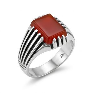 انگشتر نقره عقیق مردانه مدل هفتی کد 03