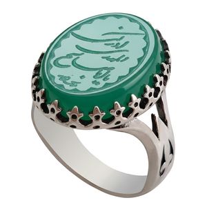 انگشتر نقره عقیق مردانه ملک زیور مدل رکاب سرنیزه طرح حکاکی یا اباصالح المهدی ادرکنی کد 451