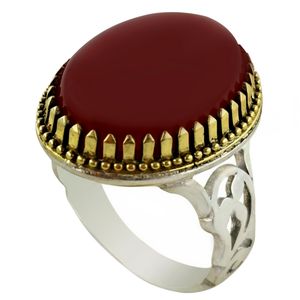 انگشتر نقره عقیق مردانه ملک زیور مدل گل بته کد 519