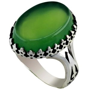 انگشتر نقره عقیق مردانه گالری هویار مدل سر نیزه کد 08