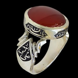 انگشتر نقره عقیق یمنی مردانه مدل رکاب دست ساز کد 6440