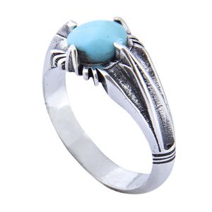 انگشتر نقره مردانه بازرگانی میلادی مدل رکاب سیلندری فیروزه نیشابور کد am_4509