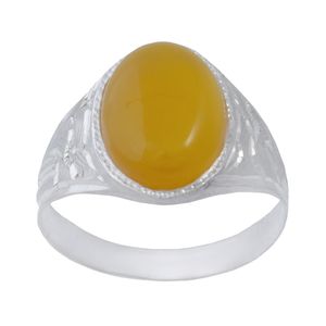 انگشتر نقره مردانه بازرگانی میلادی مدل سنگ عقیق زرد رکاب سیلندری کد am_080