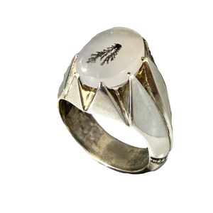 انگشتر نقره مردانه مدل 7چنگ دستساز با عقیق شجر طبیعی 9942 1