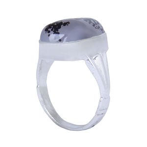 انگشتر نقره مردانه مدل رکاب دست ساز سنگ عقیق شجر کد am_5193