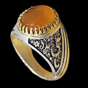 انگشتر نقره مردانه مدل سنگ عقیق یمانی کد 966