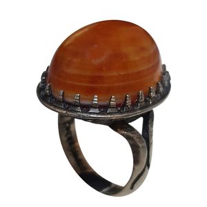 انگشتر نقره مردانه مدل عقیق سه پوست سلطنتی یمنی a3py2215350