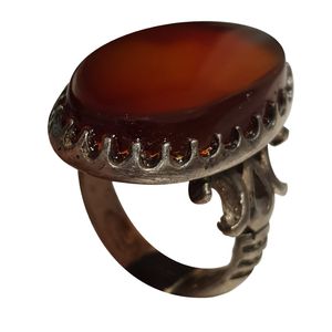 انگشتر نقره مردانه مدل عقیق هاله دار یمنی ahy315280