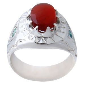 انگشتر نقره مردانه مدل عقیق یمنی