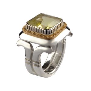 انگشتر نقره مردانه مدل ليمون کوارتز  کد sgr 17
