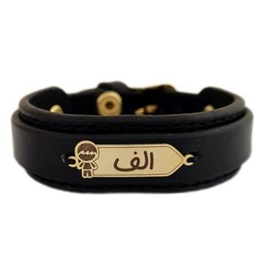 دستبند طلا 18 عیار بچگانه مدل حرف الف kdk