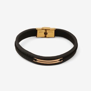 دستبند طلا 18 عیار مردانه با بند چرمی مایا ماهک مدل mb1820