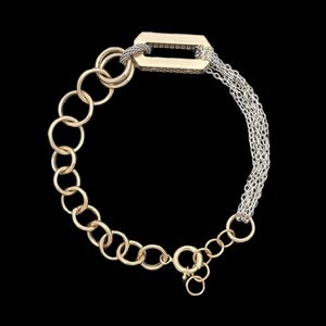 دستبند طلا کم اجرت 18 عیار زنانه طلا و شمش برلیان مدل حلقه ای کد 05