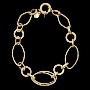 دستبند طلا کم اجرت 18 عیار زنانه طلا و شمش برلیان مدل زنجیری کد 5