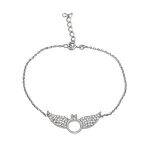 دستبند نقره زنانه مدل بال و حلقه