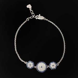 دستبند نقره زنانه مدل چشم نظر سه چشم hw8077