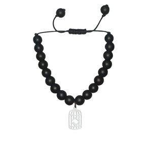 دستبند نقره هایکا طرح قفس و مرغ آمین مدل n.ha1 109