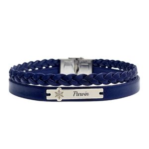 دستبند نقره و چرم زنانه لیردا مدل اسم پروین 121244