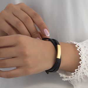 دستبند چرم و طلا 18 عیار زنانه تاج مدل g258