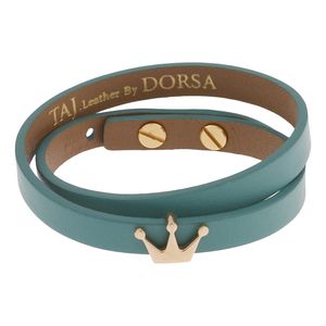 دستبند چرم و طلا 18 عیار زنانه تاج مدل r407 1