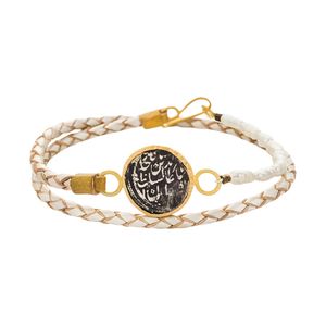 دستبند چرم و طلا 18 عیار زنانه کیا گالری مدل ab260