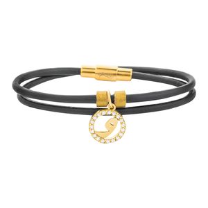 دستبند چرم و طلا 18 عیار زنانه کیا گالری مدل bm125 031