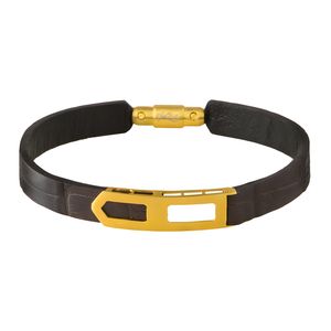 دستبند چرم و طلا 18 عیار زنانه کیا گالری مدل bm334