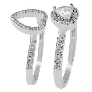 ست حلقه و پشت حلقه نقره زنانه مدل قلبی ssr 01