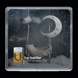 شمش طلا 18 عیار مدوپد مدل ماه و گهواره کد sg10298