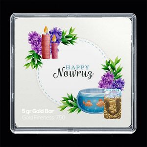 شمش طلا 18 عیار مدوپد مدل نوروز و سال نو کد sg11593