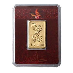 شمش طلا 24 عیار خانه سکه ایران مدل نقش برجسته  گل و بلبل