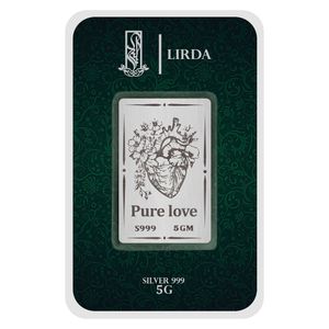 شمش نقره لیردا طرح قلب و گل کد 999 5 pure love
