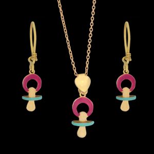 نیم ست طلا 18 عیار دخترانه طلای مستجابی مدل پستانک کد 67130