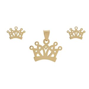 نیم ست طلا 18 عیار زنانه طرح تاج کد sg565