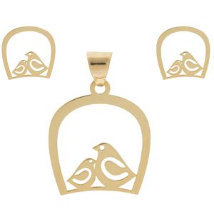 نیم ست طلا 18 عیار زنانه طرح پرنده کد sg566