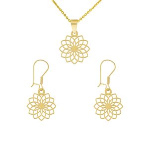 نیم ست طلا 18 عیار زنانه طلای کامک طرح گل کد 58