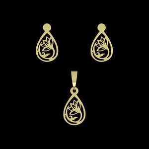 نیم ست طلا 18 عیار زنانه مدوپد مدل اشک و گل کد na10566