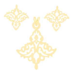 نیم ست طلا 18 عیار زنانه کرابو طرح اسلیمی مدل kr8079