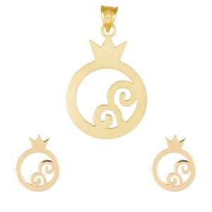 نیم ست طلا 18 عیار طرح انار کد mg04