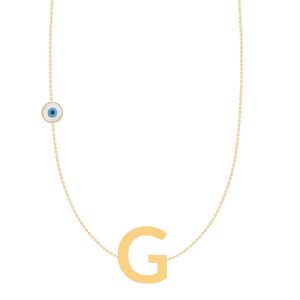 گردنبند طلا 18 عیار زنانه الن نار مدل حرف g و چشم نظر 72999