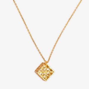 گردنبند طلا 18 عیار زنانه با زنجیر حلقه‌ای (فلامینگو) وی گالری مدل مکعب کد na6457
