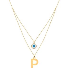 گردنبند طلا 18 عیار زنانه کرابو مدل p و چشم نظر کد kr72918