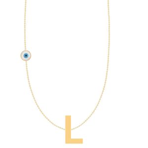 گردنبند طلا 18 عیار زنانه کرابو مدل حرف l و چشم نظر kr73004